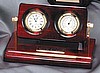 Rosewood Desk Clock with Thermometer (9"x5 1/2"x5")